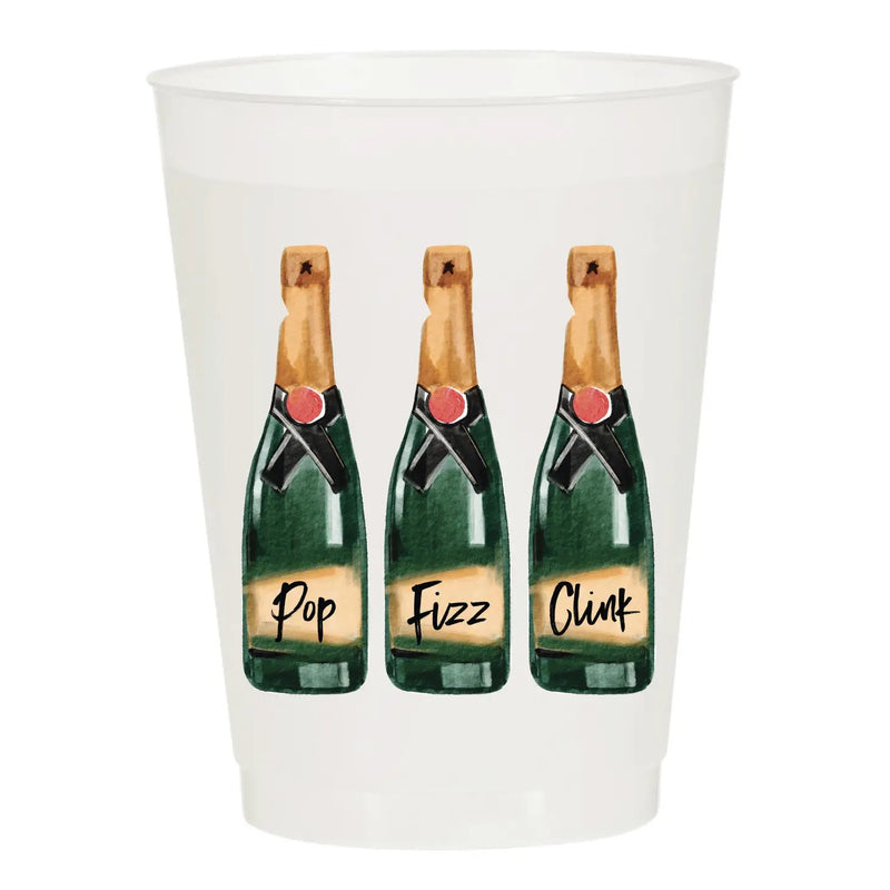 Pop Fizz Clink Champagne New Years Frost Flex Cups - Sip Hip Hooray
