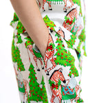 Safari-Weihnachts-Capri-Pyjama-Set aus Baumwollsatin