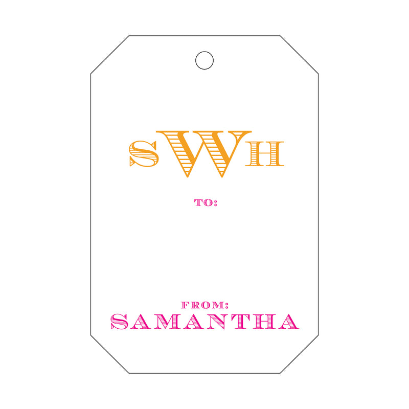 Letterpress Monogram Gift Tag - T253