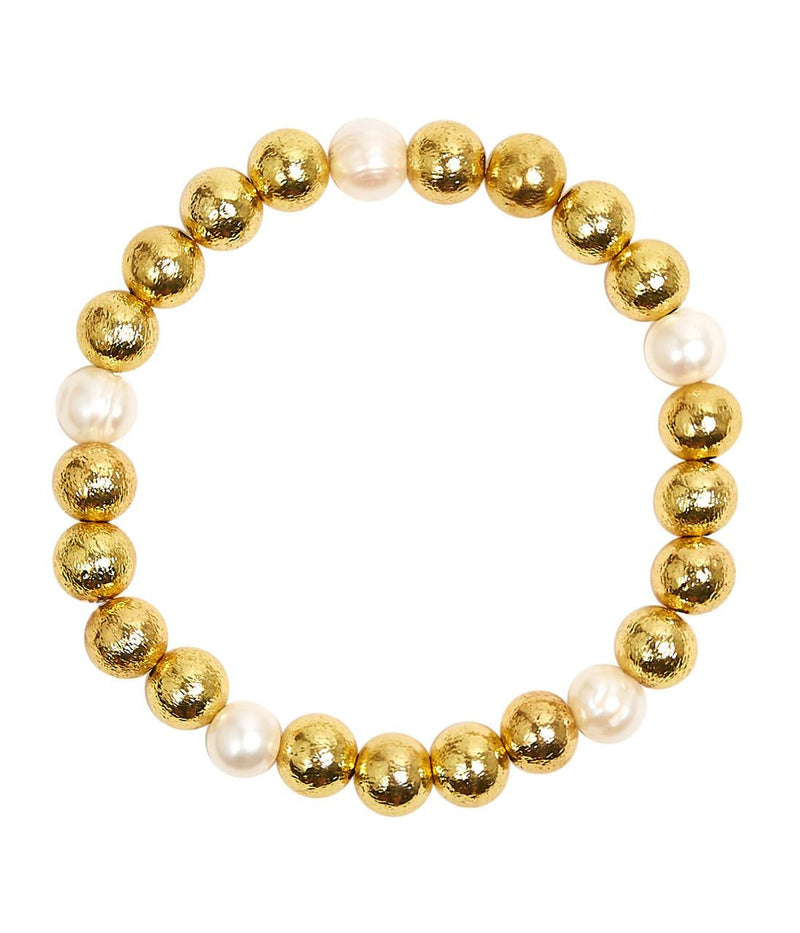 Georgia - Gold  & Freshwater Pearl Beaded Bracelet