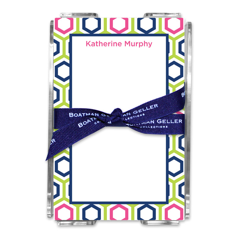 Personalized Note Sheets in Acrylic Maggie Lime & Navy - Boatman Geller
