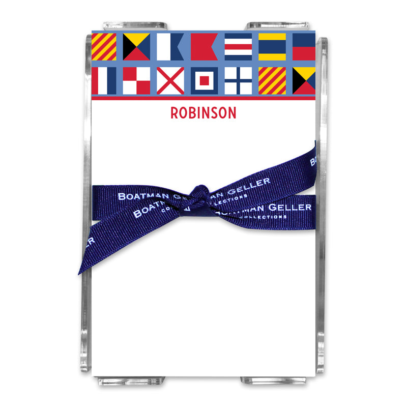 Personalized Note Sheets in Acrylic Nautical Flags - Boatman Geller