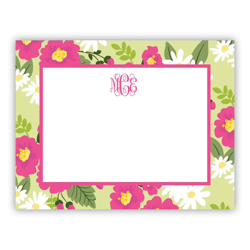 Personalized Flat Note Cards Lillian Floral Bright - Boatman Geller