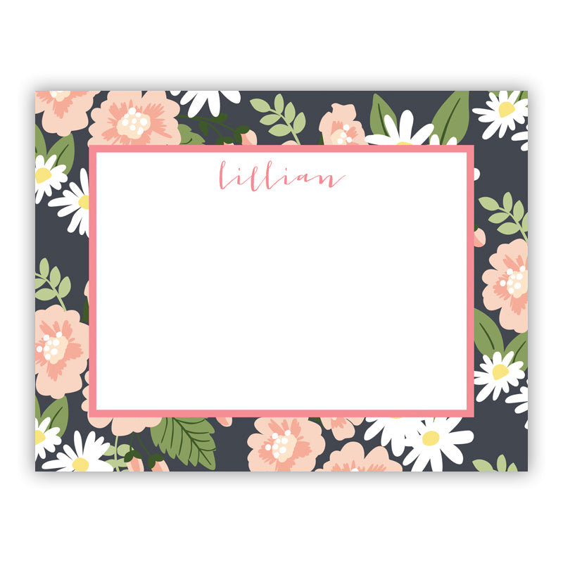 Personalized Flat Note Cards Lillian Floral - Boatman Geller