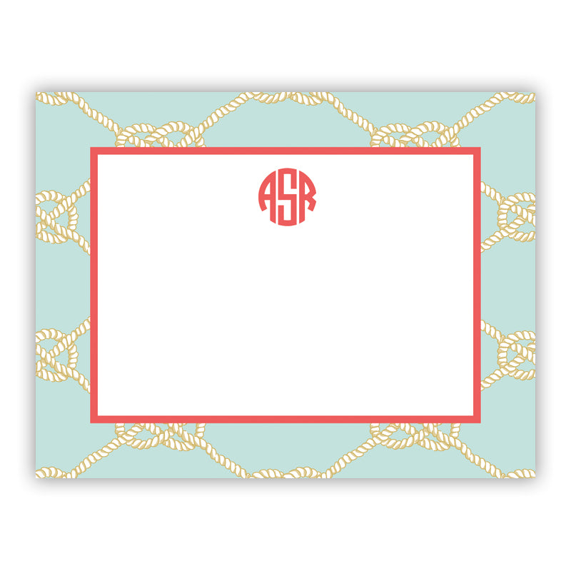 Personalized Flat Note Cards Nautical Knot Sea - Boatman Geller