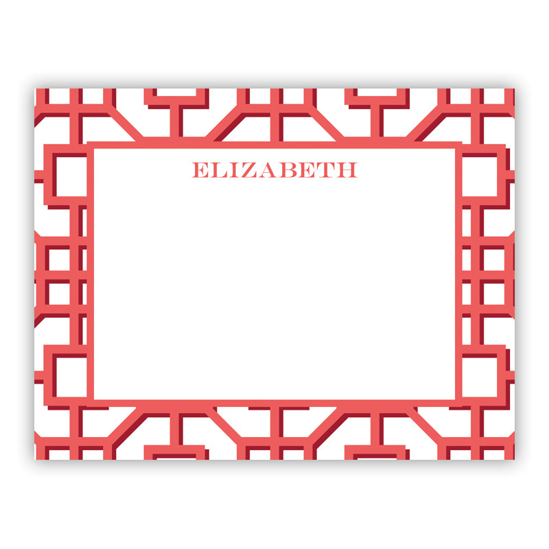 Personalized Flat Note Cards Fret Coral - Boatman Geller