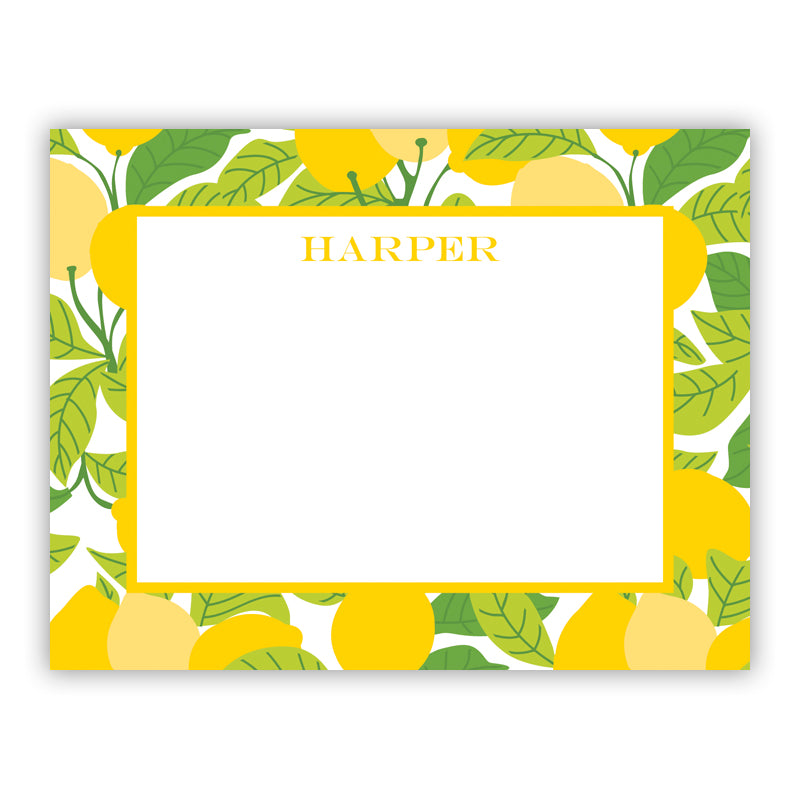 Personalized Flat Note Cards Lemons - Boatman Geller