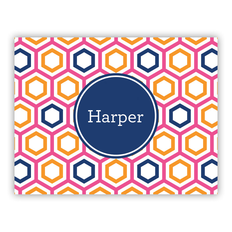 Personalized Folded Note Cards Maggie Raspberry & Tangerine - Boatman Geller