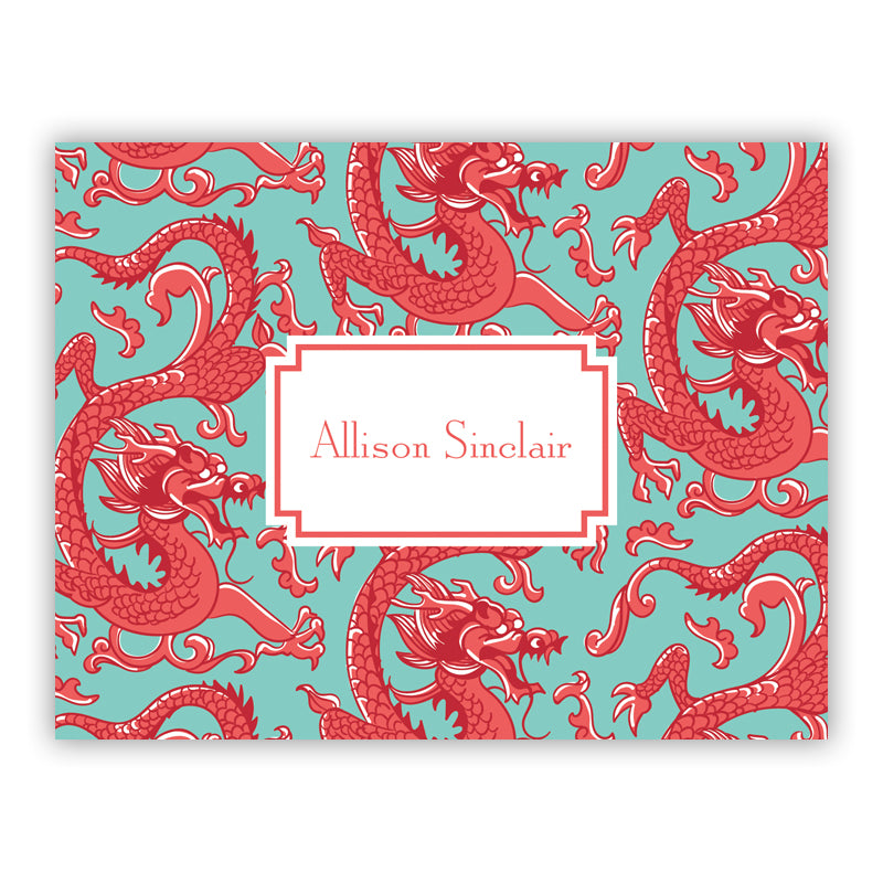 Personalized Folded Note Cards Imperial Coral - Boatman Geller