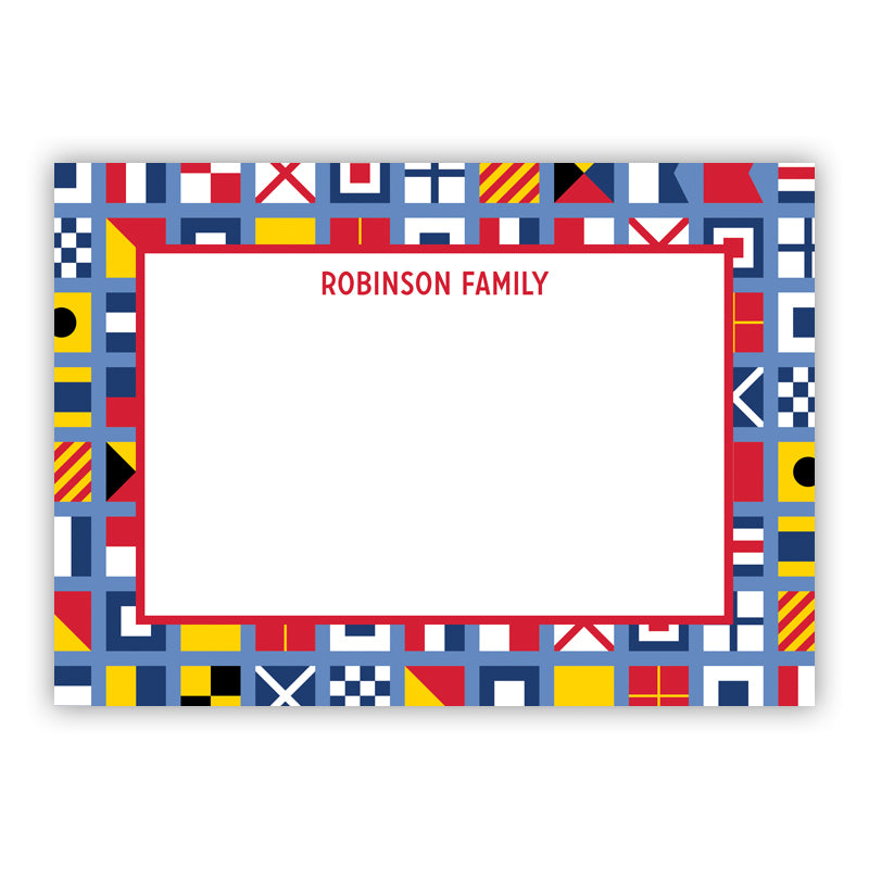 Personalized Flat Note Cards Nautical Flags - Boatman Geller
