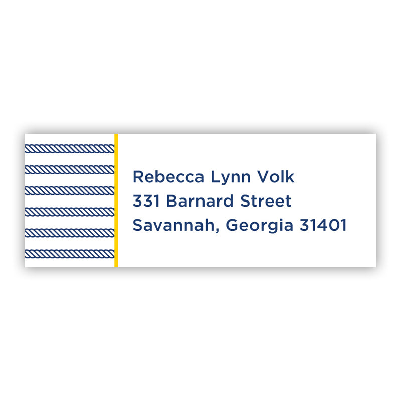 Personalisierte Adressetiketten mit Seilstreifen, Marineblau – Boatman Geller