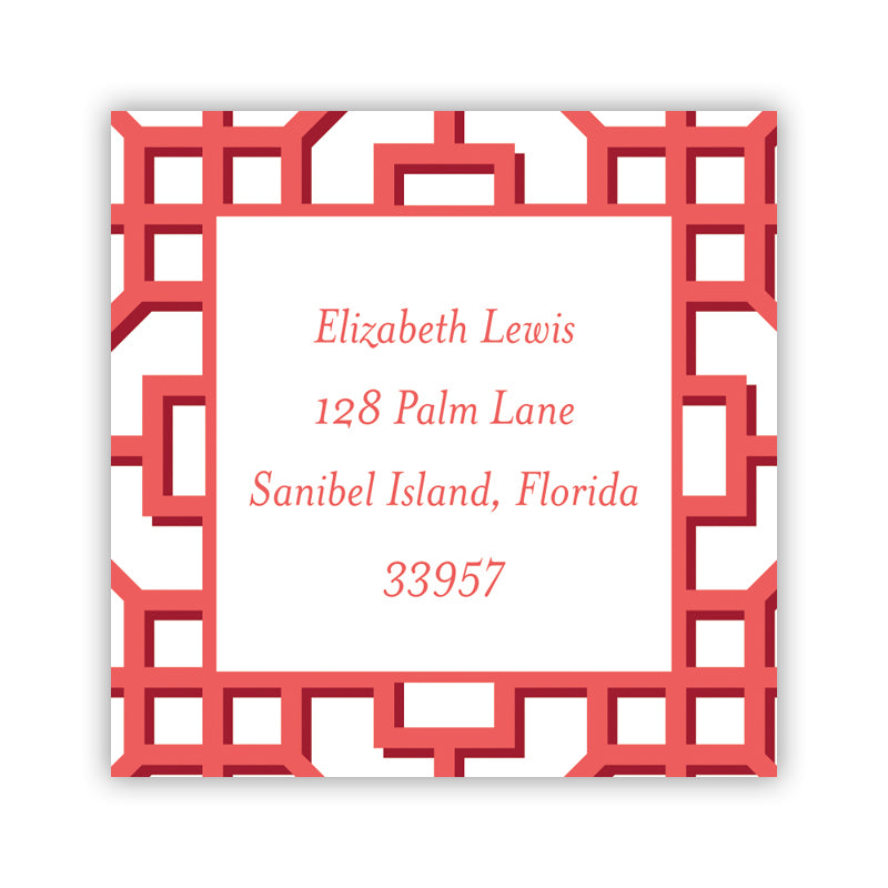 Personalized Square Sticker Fret Coral by Boatman Geller