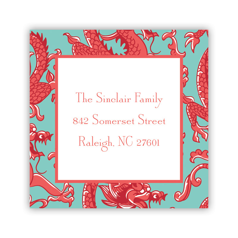 Personalized Square Sticker Imperial Coral by Boatman Geller