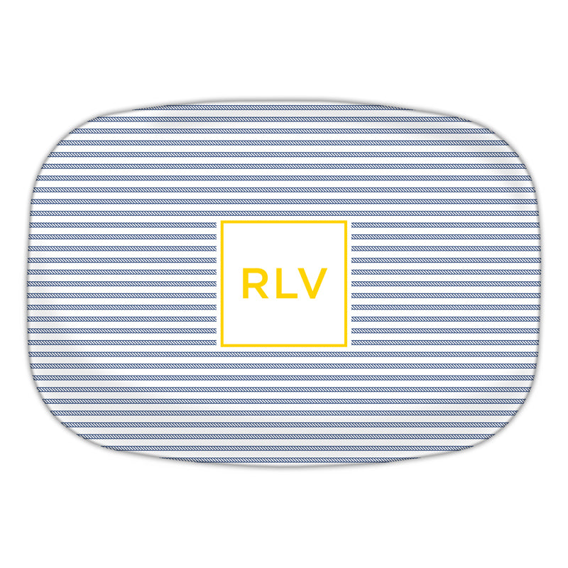 Monogram Platter - Rope Stripe Navy by Boatman Geller