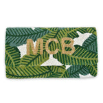 Half Barrel Beaded Monogram Clutch - Banana Leaf