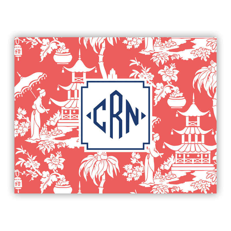 Personalisierte gefaltete Notizkarten, Pagoda Garden Coral – Boatman Geller
