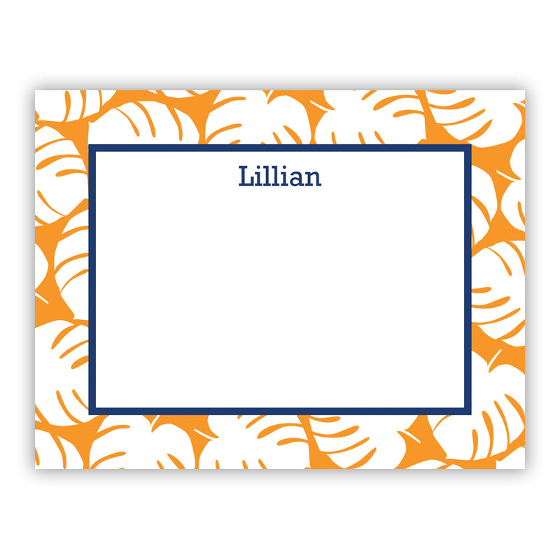 Personalisierte flache Notizkarten Palm Tangerine – Boatman Geller