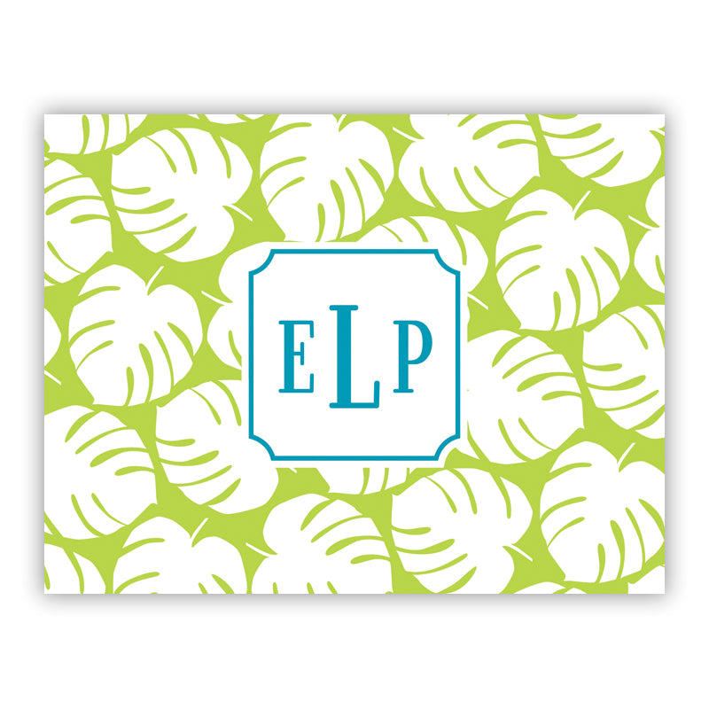 Personalized Folded Note Cards Palm Lime - Boatman Geller