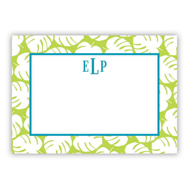 Personalized Flat Note Cards Palm Lime - Boatman Geller