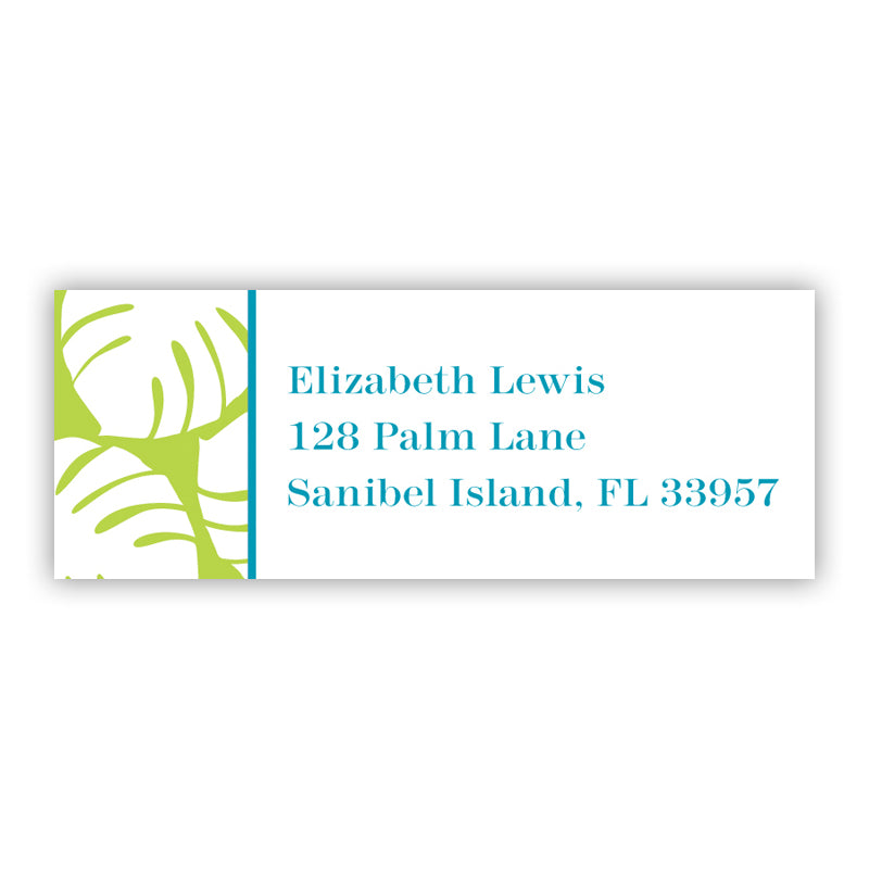 Personalisierte Adressetiketten Palm Lime – Boatman Geller