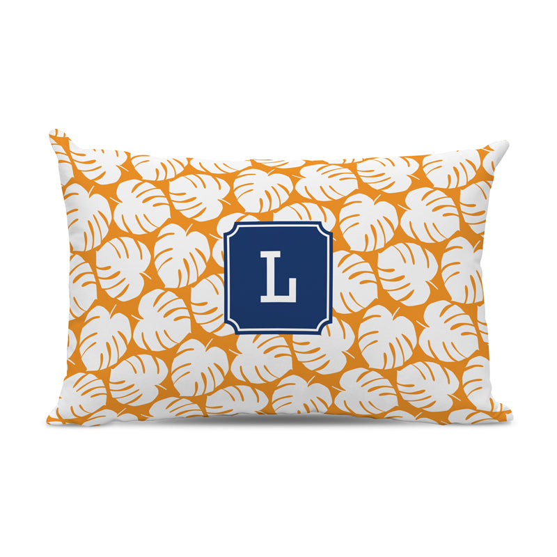 Monogram Pillow Palm Tangerine - Boatman Geller