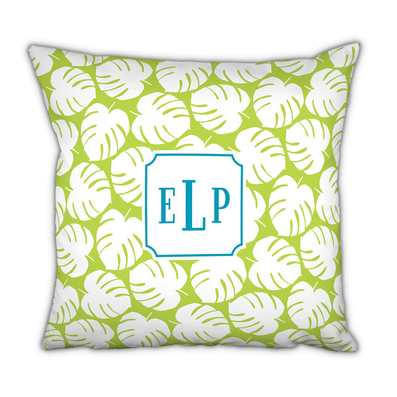 Monogram Pillow Palm Lime - Boatman Geller