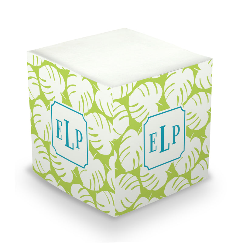 Monogram Sticky Memo Cube - Palm Lime by Boatman Geller