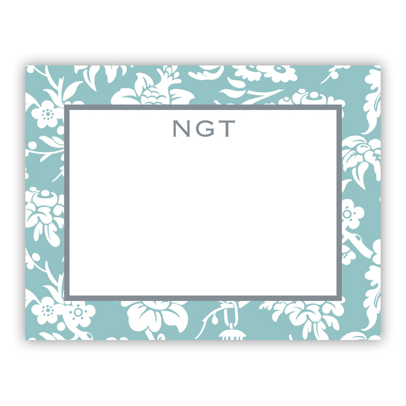 Personalized Flat Note Cards Anna Floral Slate - Boatman Geller