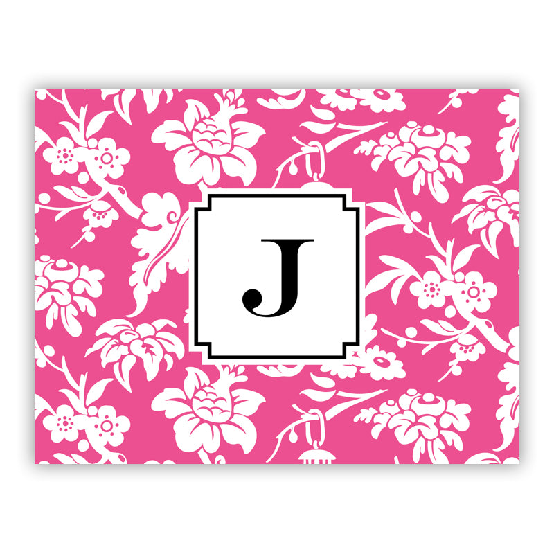 Personalized Folded Note Cards Anna Floral Raspberry - Boatman Geller