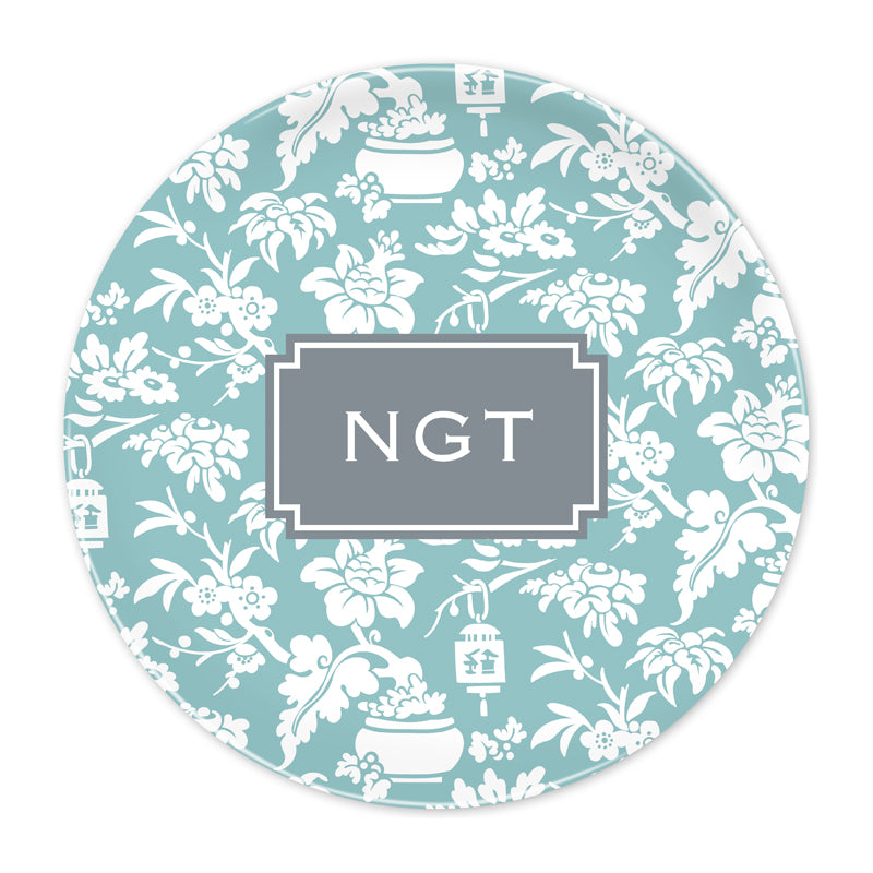 Monogram Plate - Anna Floral Slate by Boatman Geller