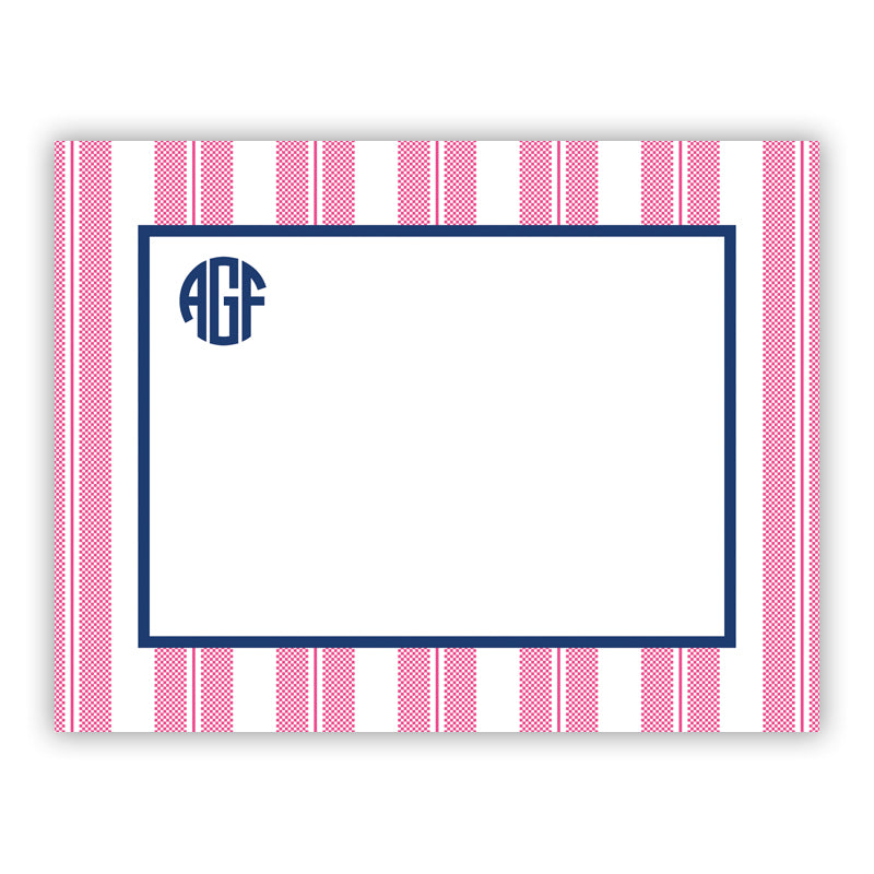 Personalisierte flache Notizkarten, Vineyard Stripe Pink – Boatman Geller