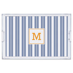 Monogram Lucite Tablett Vineyard Stripe Navy von Boatman Geller
