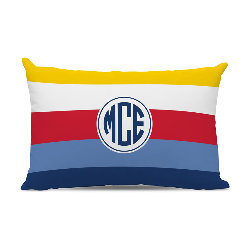 Monogram Pillow Bold Stripe Nautical - Boatman Geller