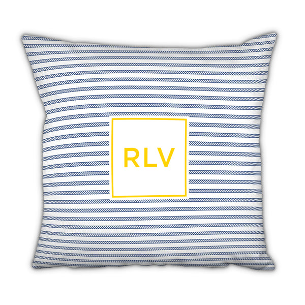 Monogram Pillow Fret Navy - Boatman Geller - Classic Prep Monograms