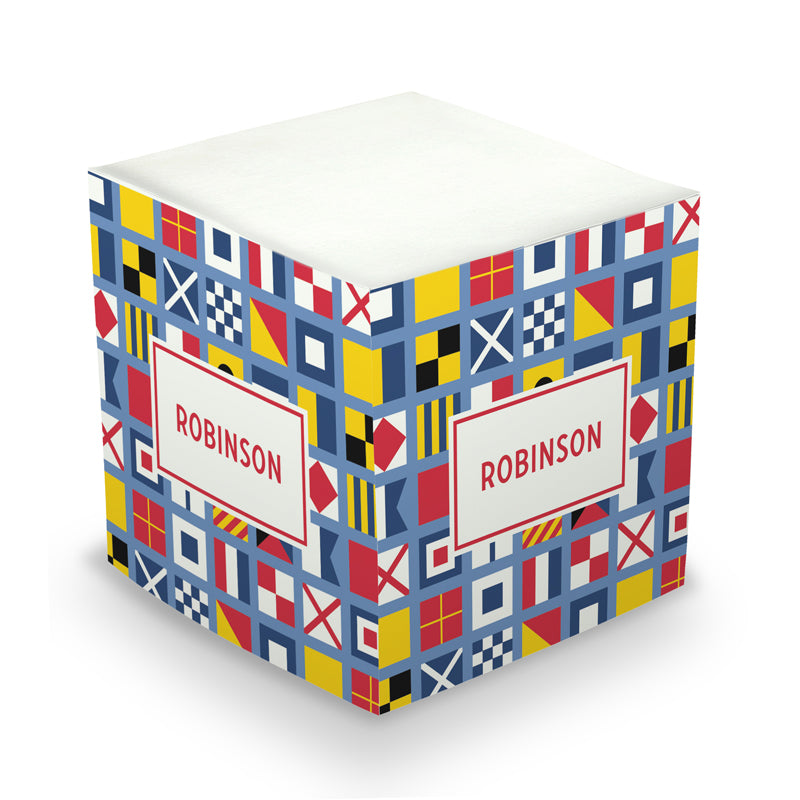 Monogram Sticky Memo Cube - Nautical Flags by Boatman Geller
