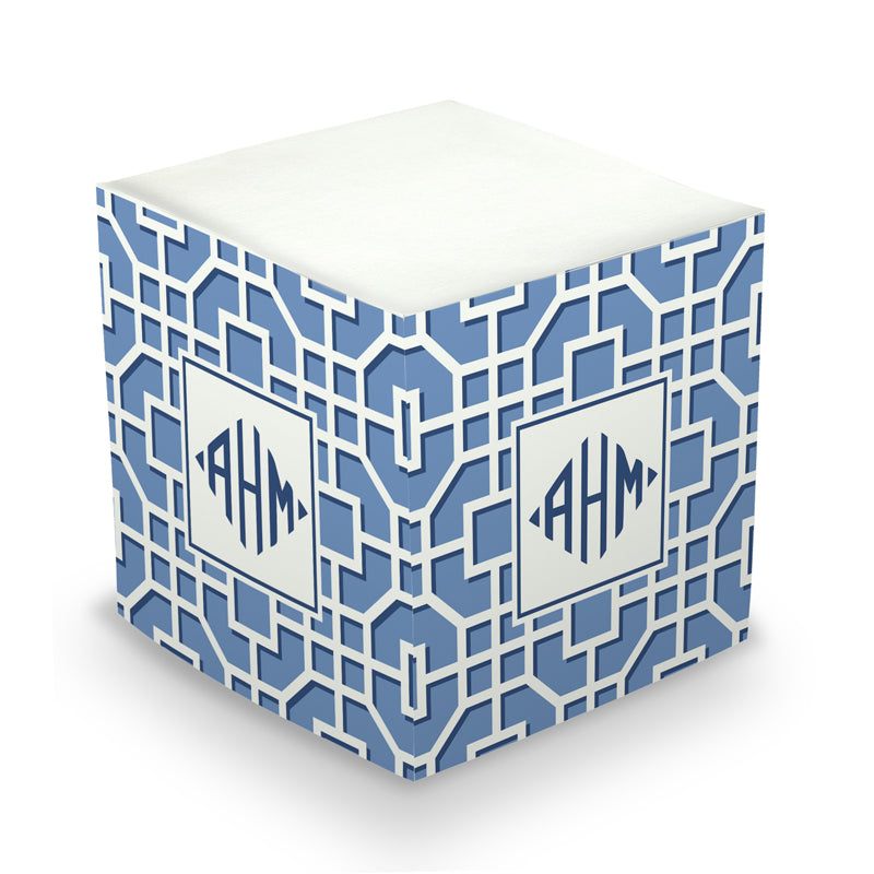 Monogram Sticky Memo Cube - Fret Navy by Boatman Geller