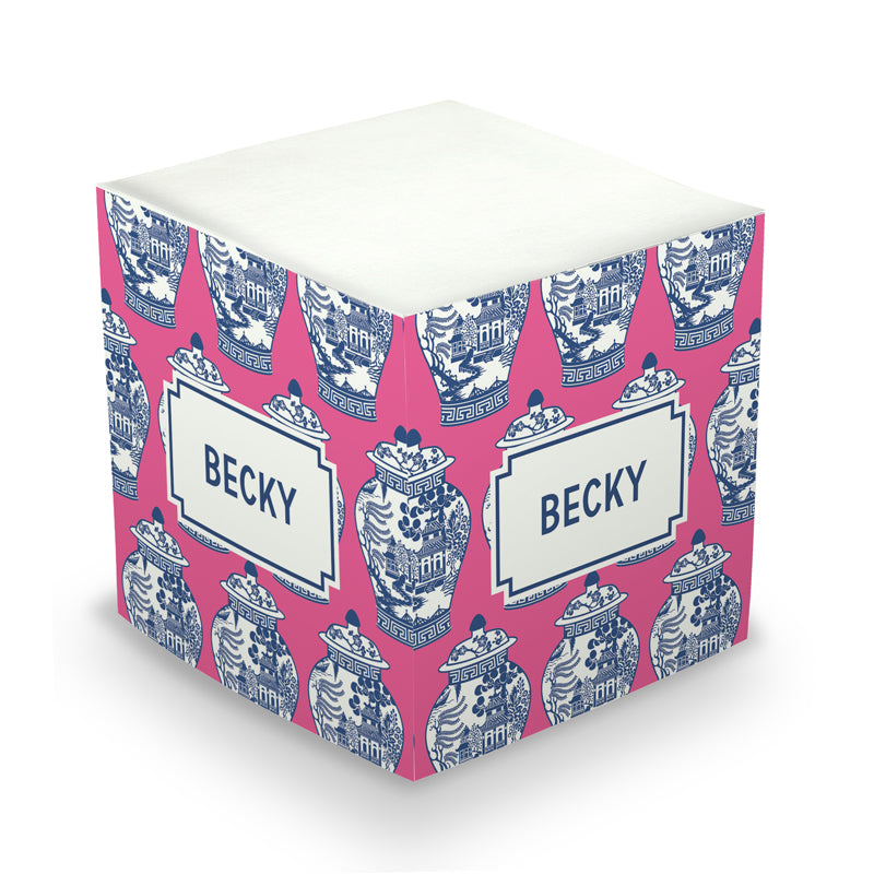 Monogram Sticky Memo Cube - Ginger Jar by Boatman Geller