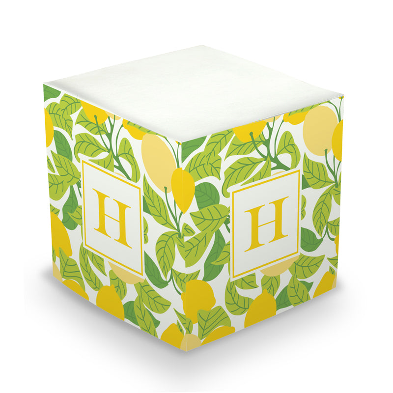 Monogram Sticky Memo Cube - Lemons by Boatman Geller