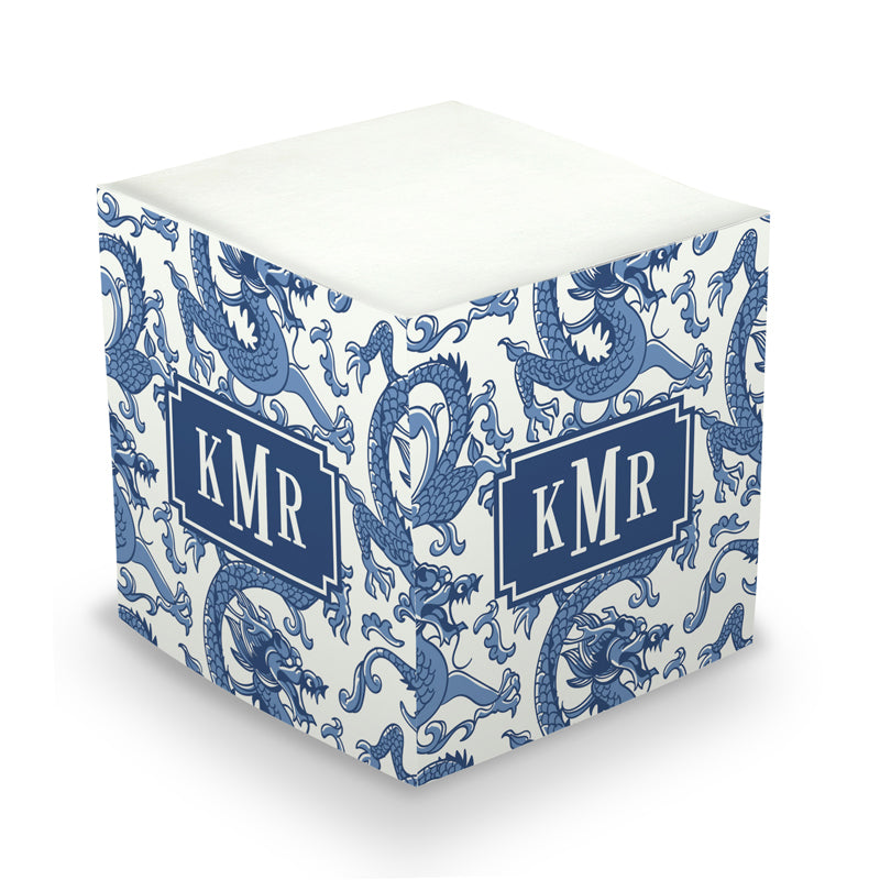 Monogram Sticky Memo Cube - Imperial Blue by Boatman Geller