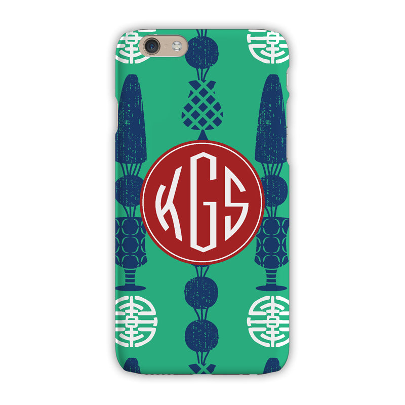 Monogram iPhone Case - Bold Stripe Pink & Navy - Boatman Geller