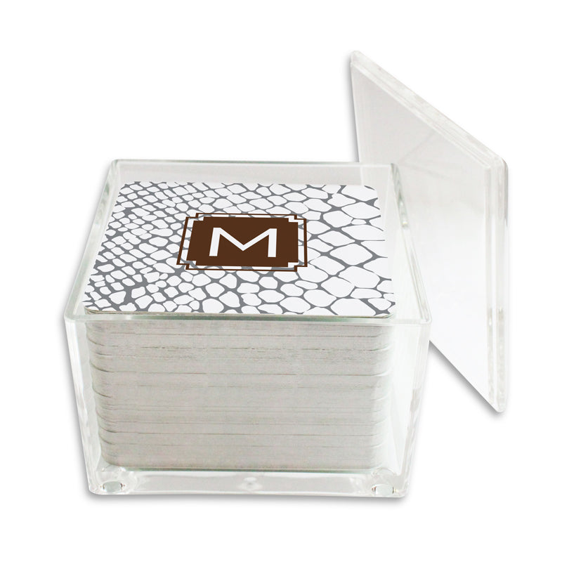 Monogram Paper Drink Coasters Snakeskin - Dabney Lee