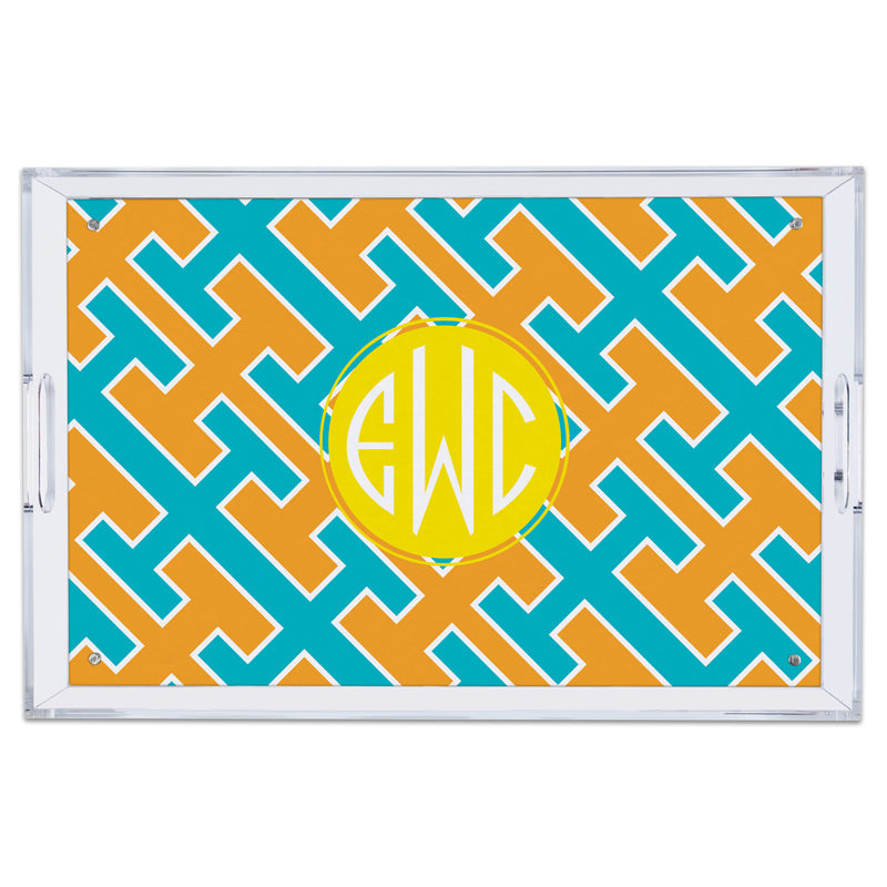 Monogram Lucite Tray Acapulco - Dabney Lee
