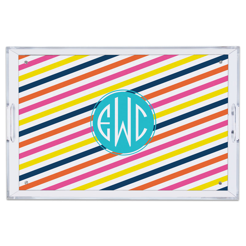 Monogram Lucite Tray Fruit Stripe - Dabney Lee