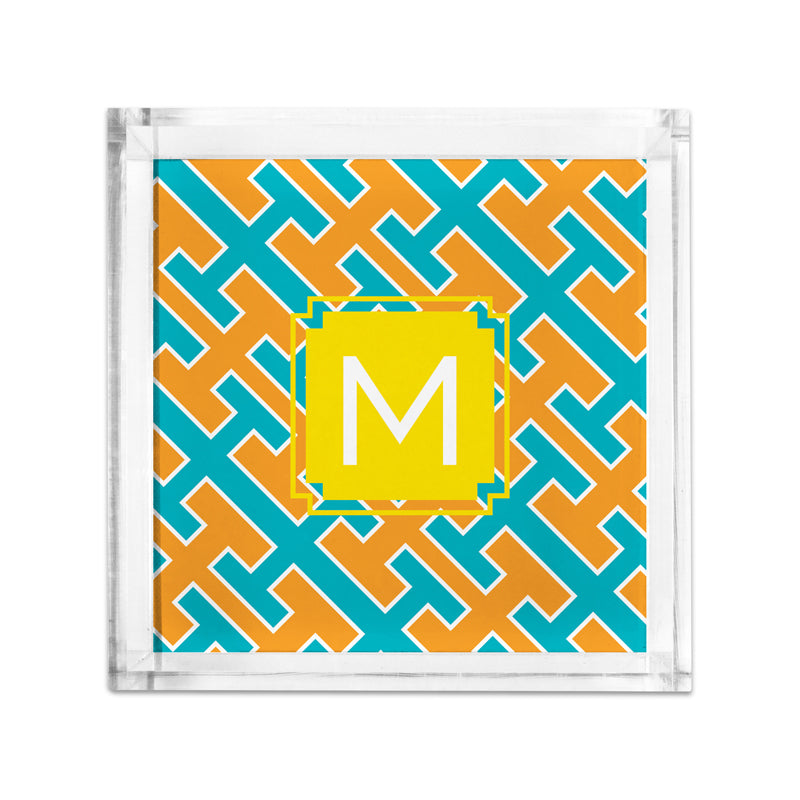 Petite Monogram Lucite Tray Acapulco - Dabney Lee