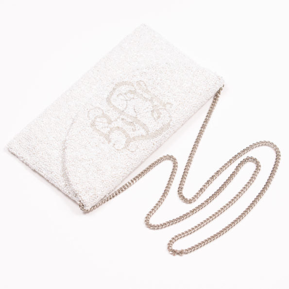 Crescent Flap Custom Beaded Wedding Day Clutch