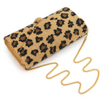 Envelope Beaded Monogram Clutch - Leopard Tassel