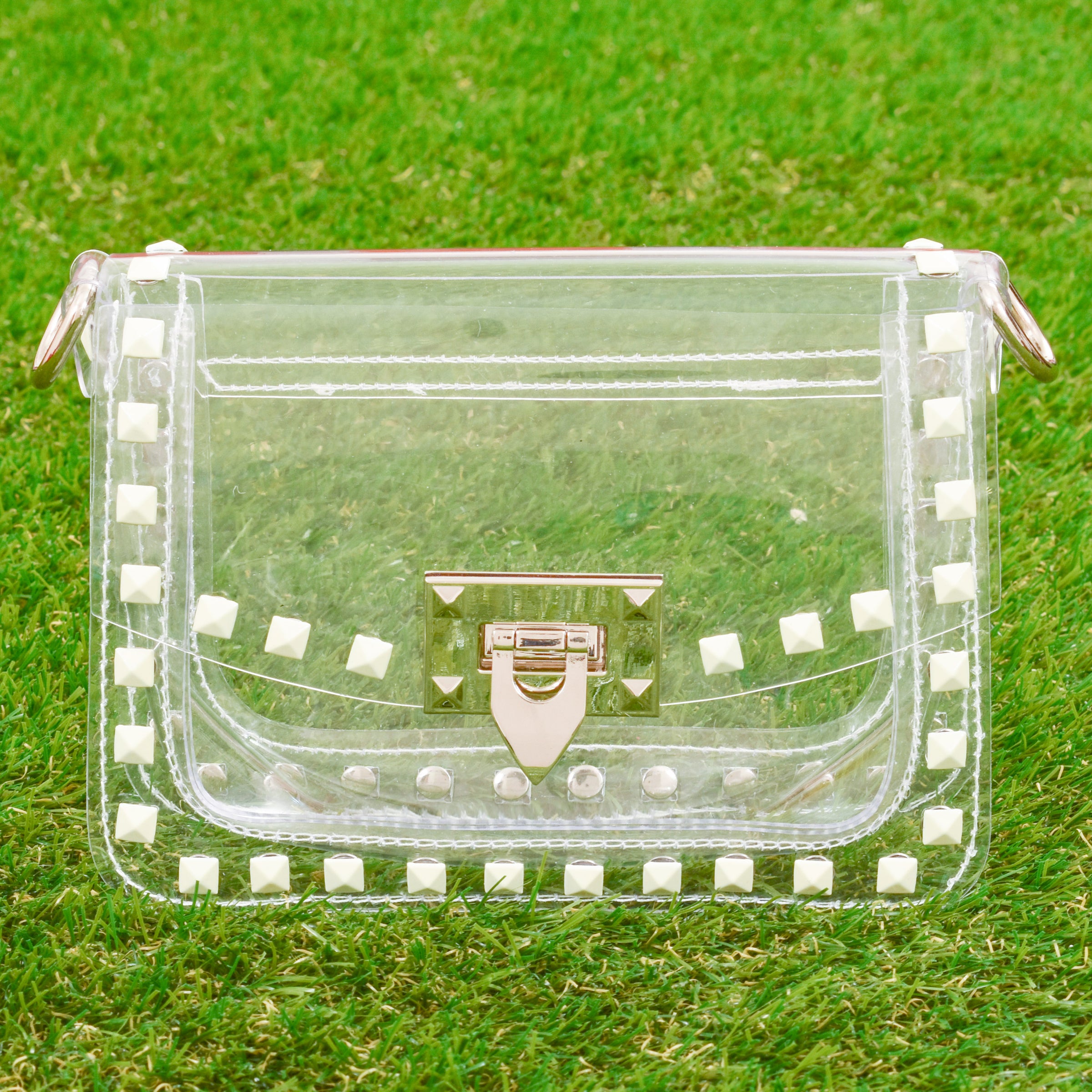 Transparent Bag with Chain Details - White