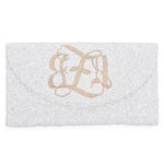 Crescent Flap Custom Beaded Wedding Day Clutch