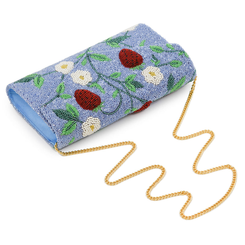 Envelope Beaded Monogram Clutch – Very Berry