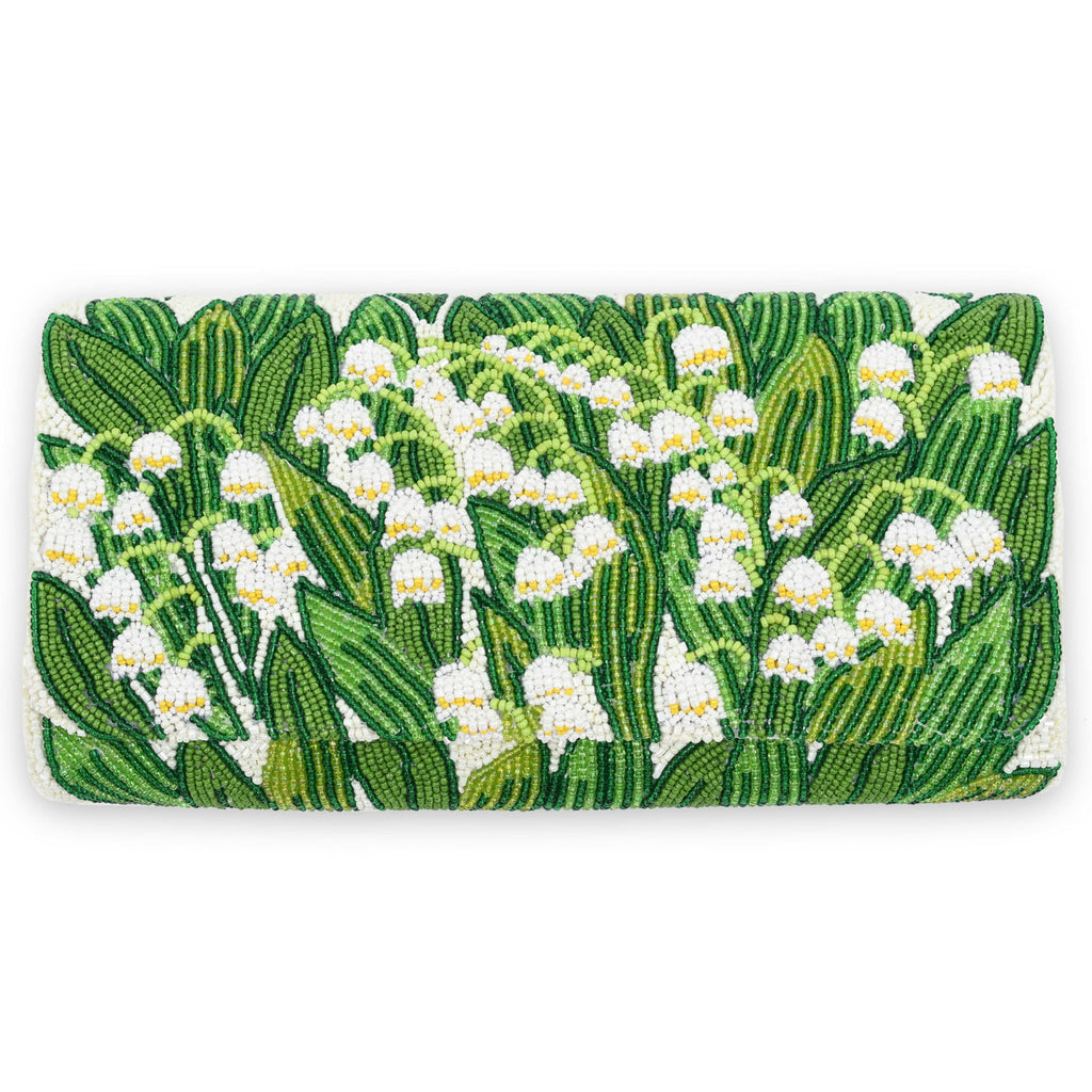 Half Barrel Beaded Monogram Clutch - Lilly of the Valley